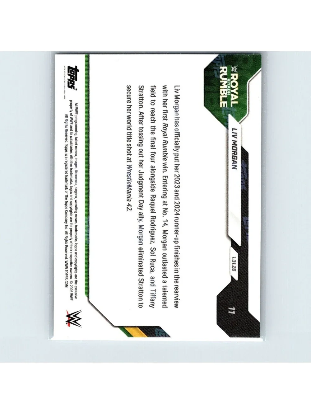 2026 Topps WWE Now - Liv Morgan #11 - Royal Rumble Winner